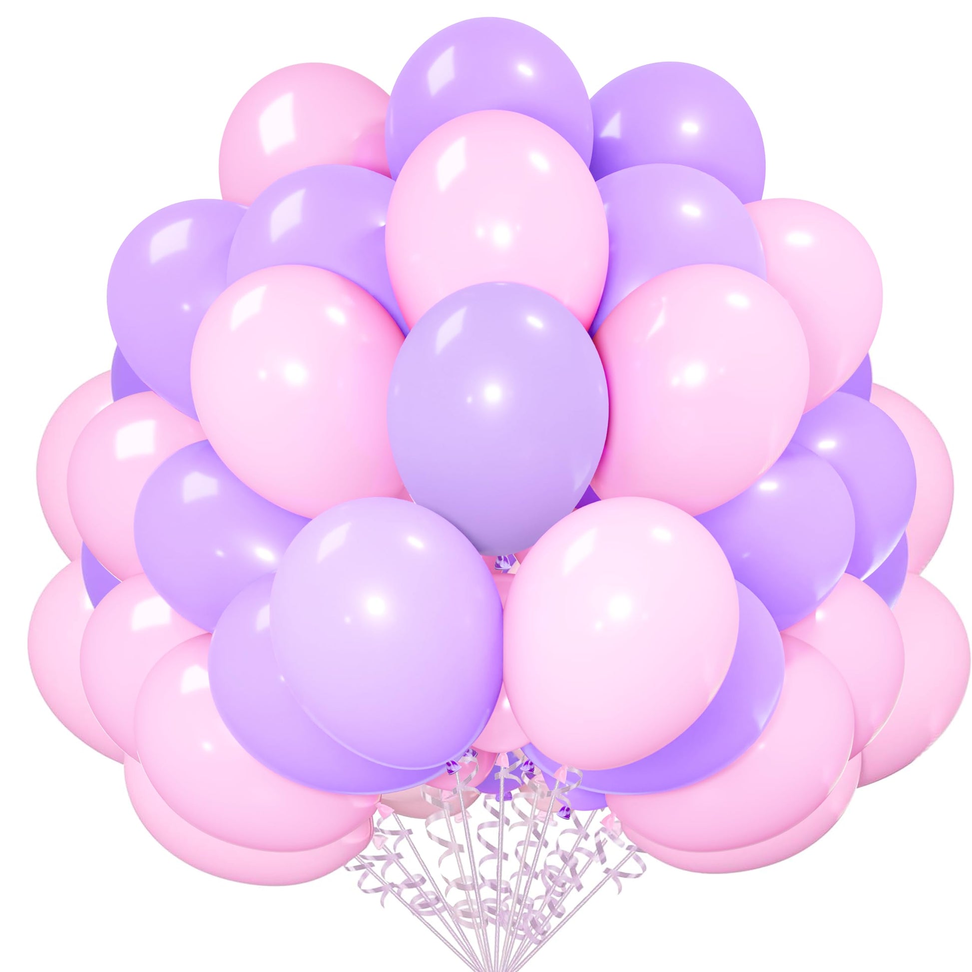Cyttokl Pink And Purple Balloons 12 Inch 100 Pack Matte Light Pink Purple Latex Helium Balloons For Birthday Wedding Baby Shower