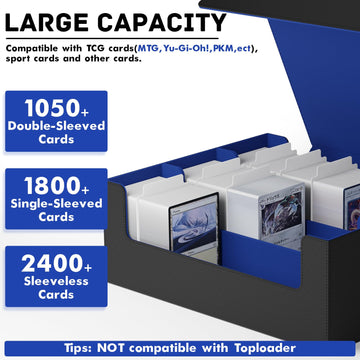 Zlca Card Storage Box For Mtg Ptcg, Commander Deck Box Holds 1800+ Cards, Card Storage Case, Card Organizer For Tcg Sport Cards(Black&Blue)
