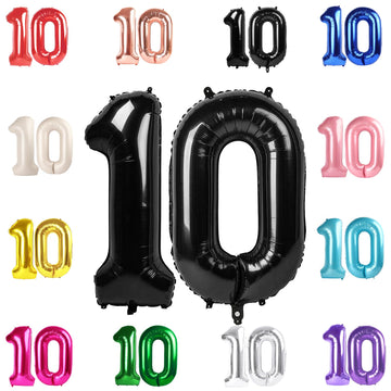 10 Balloon Number, Black Number 10Th Birthday Balloons 40 Inch, 10 Years Old Black Birthday Decorations For Boys Girls, 10Th Ann