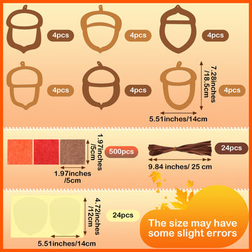 Chiisong 24 Sets Fall Acorn Crafts Kit DIY Tissue Paper Sign Crafts for Back to School Fall Harvest Thanksgiving Religious Chris