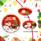 Sliner 120 Pcs Christmas Paper Plates 9 Inch Christmas Disposable Plates Xmas Paper Dessert Plates Santa Belt Elk Snowman Decora