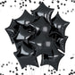 Feyg Black Star Balloons, 10 Pcs, 18 Inches, Foil, Self-Sealing, For Helium, Party Decorations, Anniversary, Graduation, Wedding