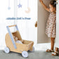 Pillowhale Wooden Baby Doll Pram Stroller,Wooden Baby Walker Push And Pull Doll Stroller,Baby Wooden Toy Stroller For Toddler Bo