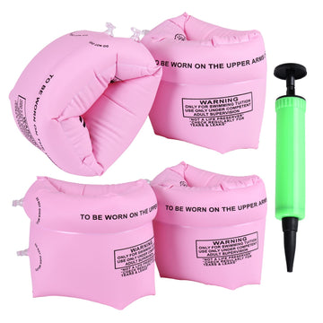 4 Pcs Arm Floaties Inflatable Swim Arm Bands Floater Sleeves Swimming Rings For Kids Toddlers And Adults(Pink)