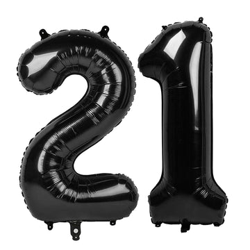 Black Number 21 Balloon 40 Inch, 21 Number Balloons, 21St Black Birthday Decorations, 21 Year Old Women Men Party Supplies