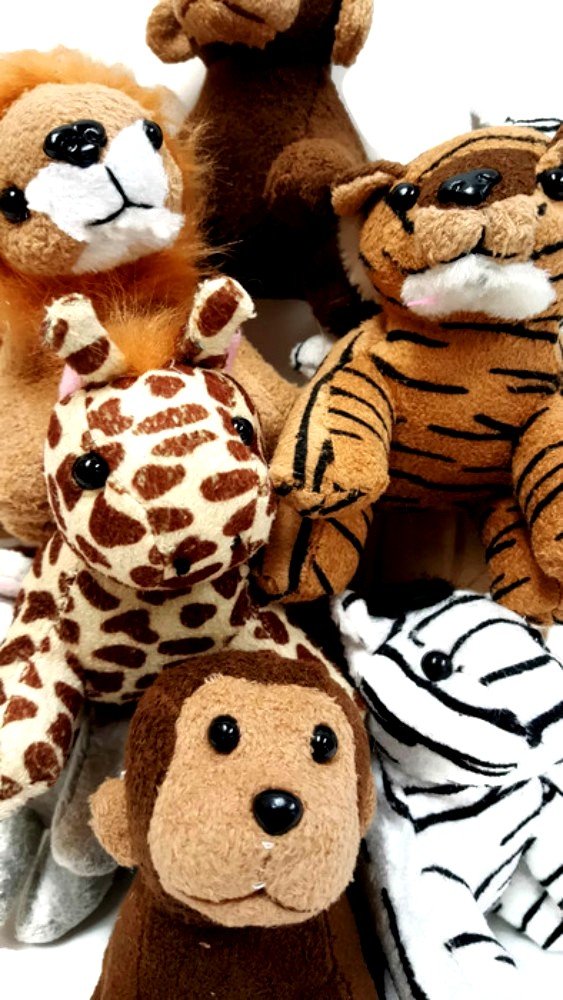 Playscene Suede Jungle/Zoo Animals, Assorted Suede Plush Jungle Animals (12 Piece Set)
