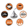 Black and Orange Grad Graduation Party Favors Stickers for Chocolate Kisses, Congrats Grad Stickers Graduation Candy Stickers,Cl