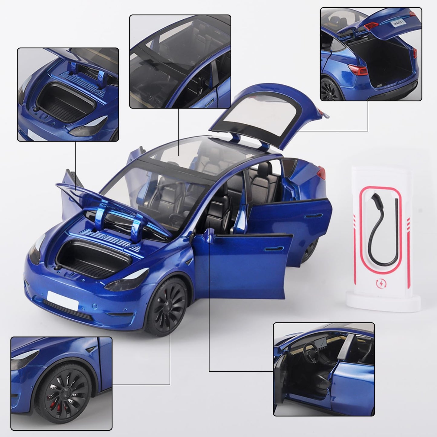 Oanmyjjo Toy Cars Y 1/24 Zinc Alloy Diecast Metal Model Car, Pull Back Toy Model With Light And Music, Suitable For Children Age