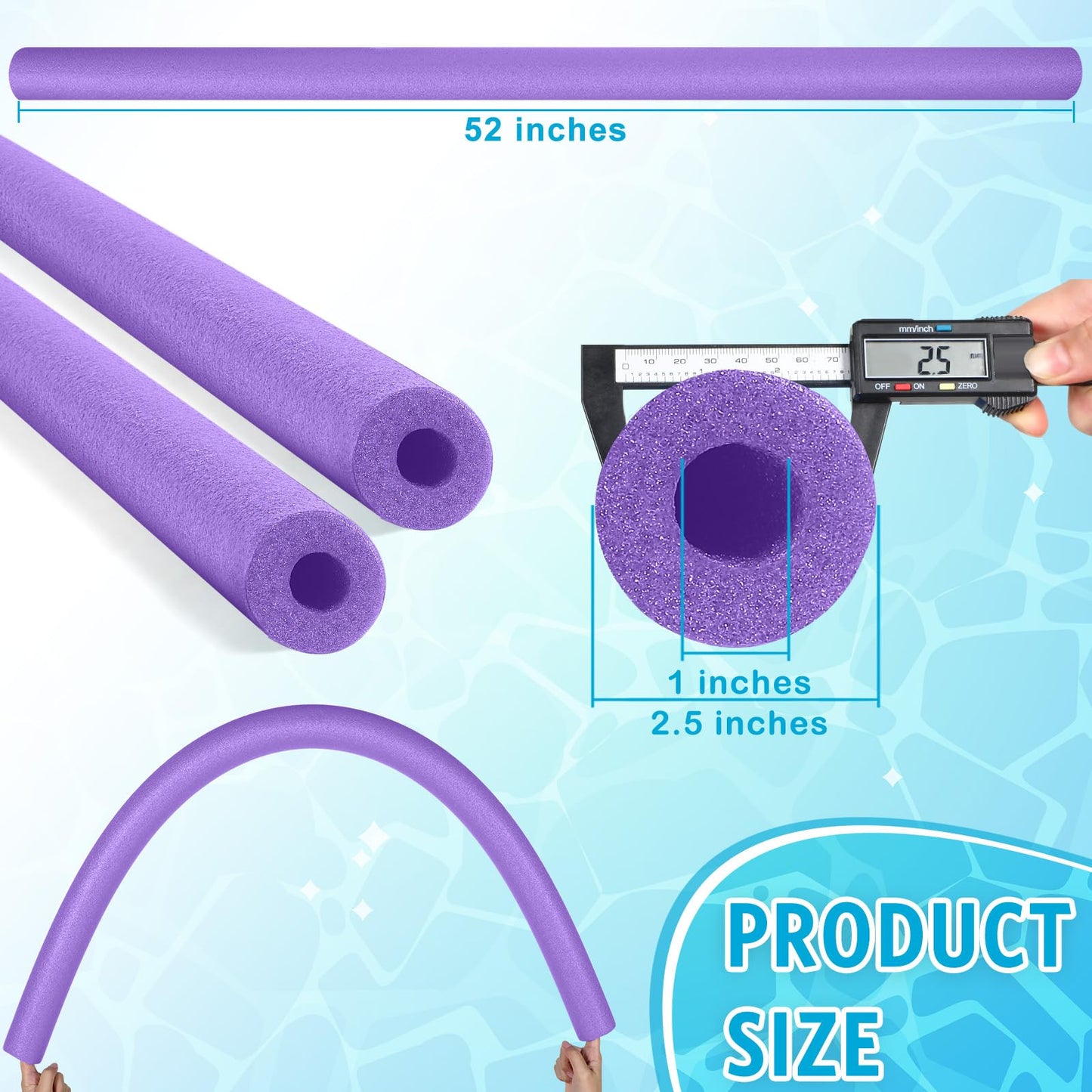 Hanaive 2 Pack Pool Noodles 52 Inch Foam Pool Swim Noodles Hollow Foam Noodle for Swimming Floats DIY Floating Craft Projects (P