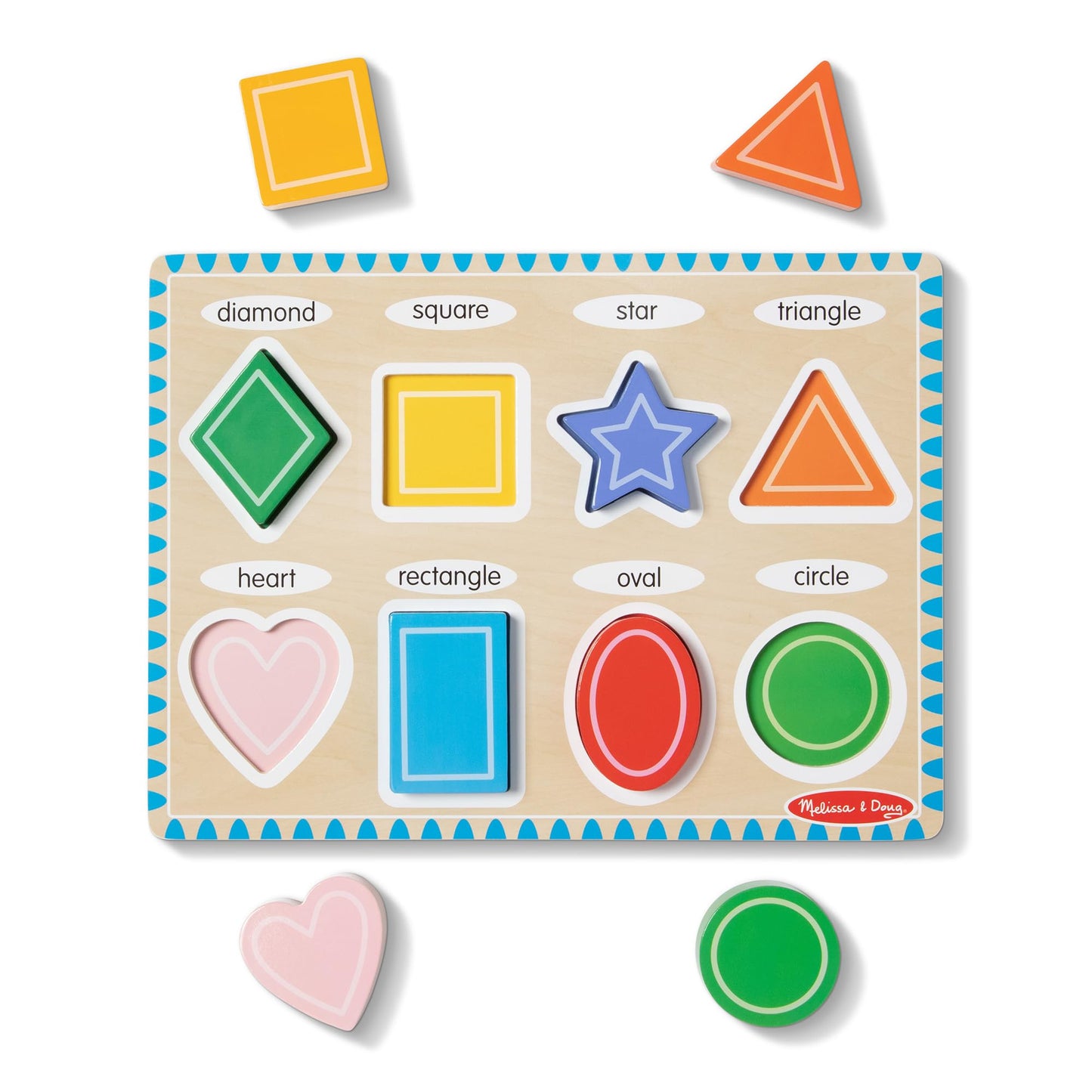Melissa & Doug Shapes Wooden Chunky Puzzle (8 Pcs) - Fsc Certified