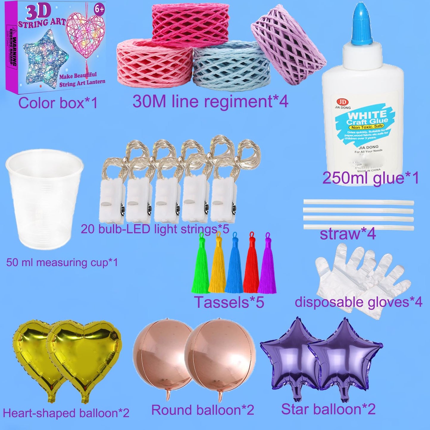 Beilunt Art and Crafts for Kids Ages 6-8, 3D String Art Kits for Girls Christmas Birthday Gifts, Crafts for Girls 8-12, Make Lan