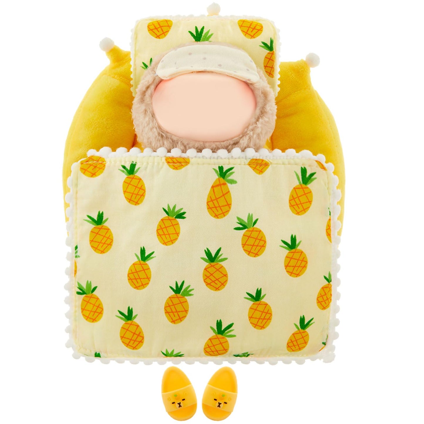 Skylety 4pcs Yellow Bedding Set for 17cm Doll Include Mattress Pillow Blanket and Slippers Accessories Bed House Furniture Heart