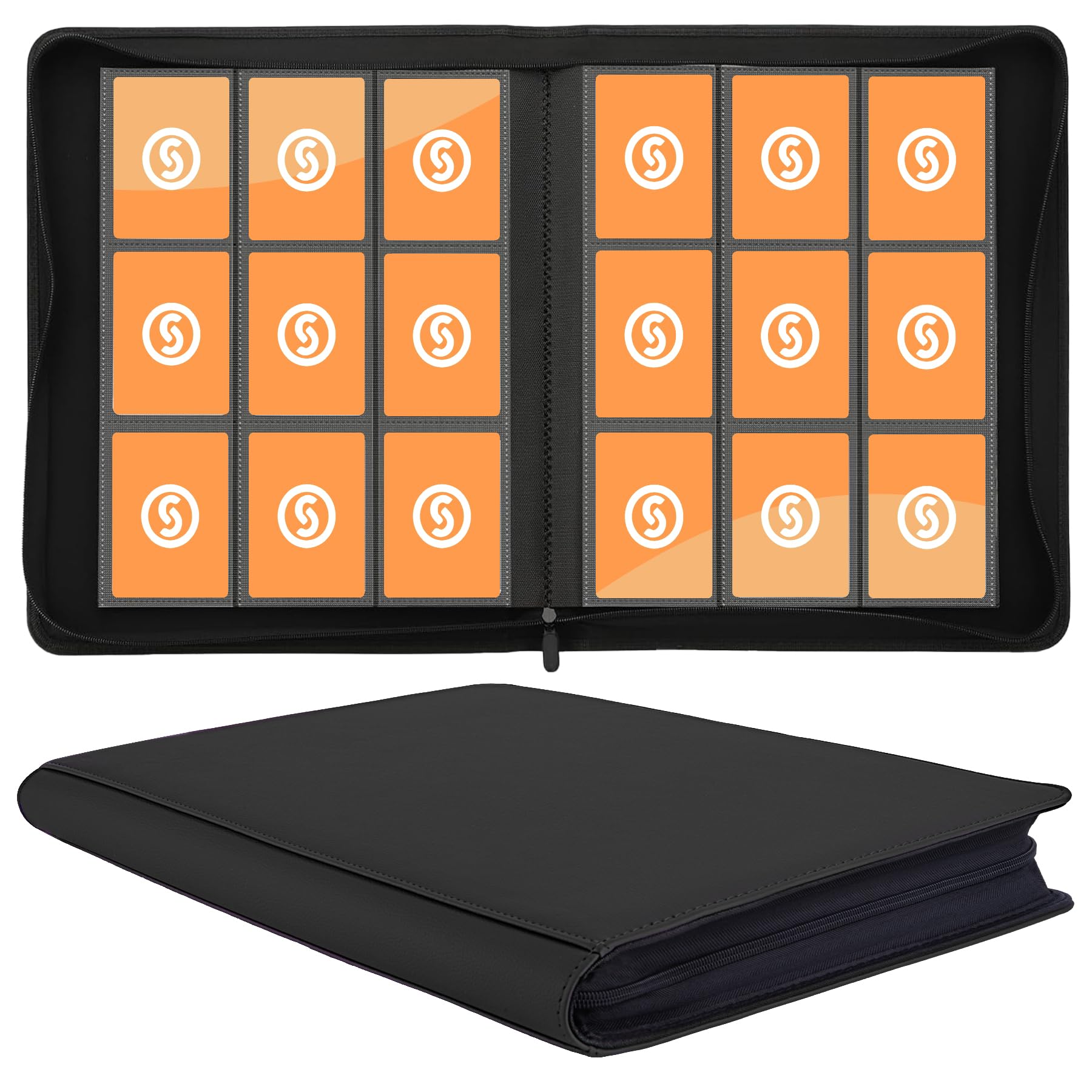 Card Binder 9 Pocket for 360 Cards - enhanced Trading Card Binder with Sleeves Protection  Side Loading Card Collection Binder for TCG  MTG  YGO  One Piece Collectible Cards (Black)