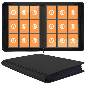 Card Binder 9 Pocket for 360 Cards - enhanced Trading Card Binder with Sleeves Protection  Side Loading Card Collection Binder for TCG  MTG  YGO  One Piece Collectible Cards (Black)