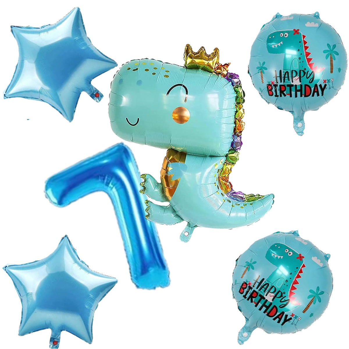 Fi  Flick In 6 Pcs Dinosaur Theme Birthday Decorations 7Th Year Jungle Theme Decoration Cute Baby Dino Foil Balloon Theme For K