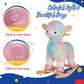 Light Up Musical Alpaca Baby Rocking Horse Set of 2 with Chair, Glowing Rainbow Llama Plush Stuffed Animal Rocker for Toddlers 1