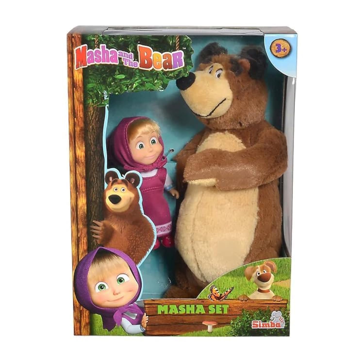 Masha And The Bear Play Set Set By Fratelli (12Cm Masha Doll With 25Cm Plush Bear Set)