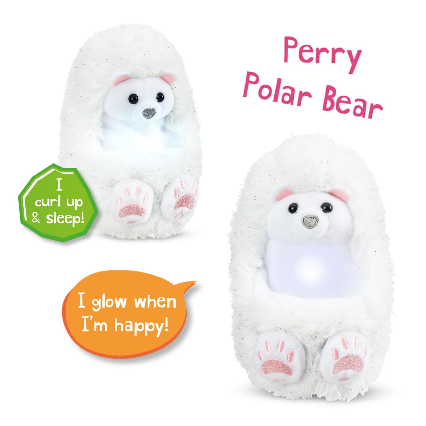 Curlimals Arctic Glow - Perry Polar Bear - Interactive Plush