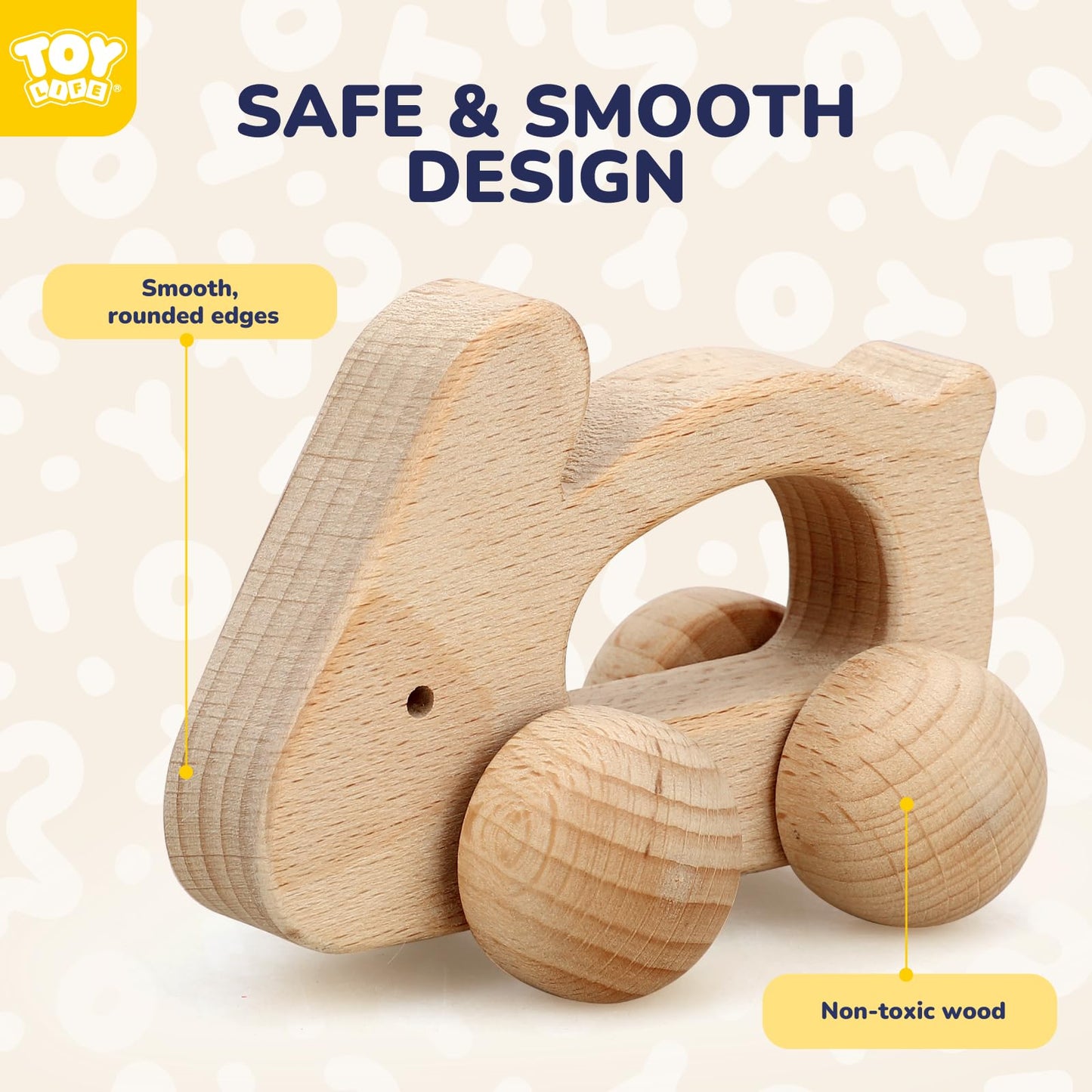 Toy Life Wooden Toys Cars, Animal Wooden Cars, Montessori Toys For Babies 0-6-12 Months, Wooden Baby Toys For 1 Year Old Boy Birthday Gift, Baby Boy Nursery Decor, Elephant & Rabbit Toy Car