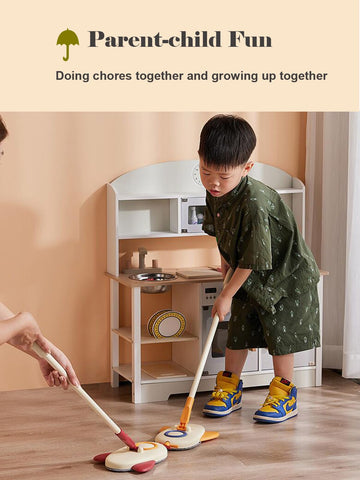 Mini Mop Kids Mop Housework Pretend Play Gift For Boy Girls (Orange)