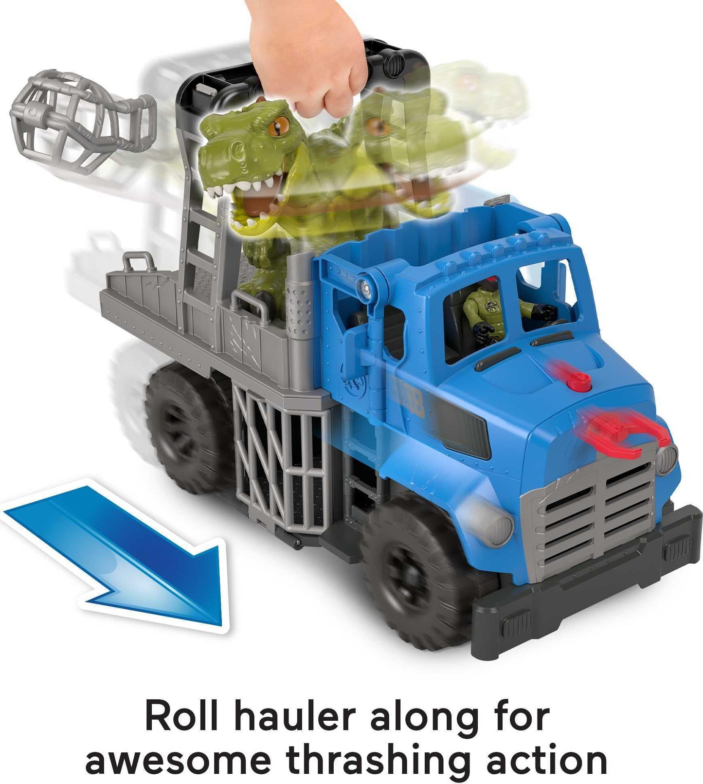 Fisher-Price Imaginext Jurassic World Dino Hauler Vehicle with T. rex, 5-Piece Playset, Multicolor, Ages 3+ Years, Model GVV50