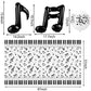 Civaner Music Theme Party Decorations Set, 40 Pieces - Black & White Latex Foil Balloons, Happy Birthday Banner & Tablecloth