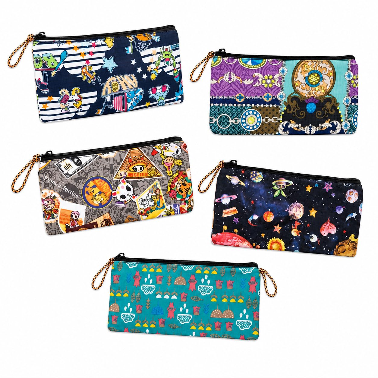 Trunkit Printed Pencil Pouch For School/Office/Travel  5 Pcs Set