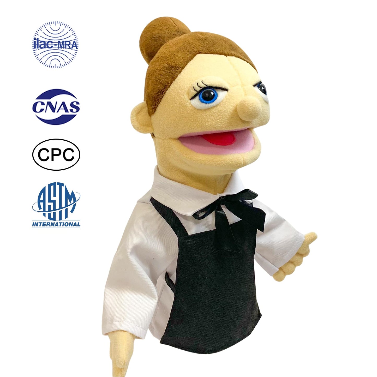 Okegztoa 16'' Entriloquist Puppet, Hand Puppet for Kids and Adults, Plush Waiter With Removable Mouth, Ages 4-8, Scalable Contro