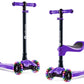 Lascoota 2-In-1 Kids Kick Scooter, Adjustable Height Handlebars And Removable Seat, 3 Led Lighted Wheels And Anti-Slip Deck, For