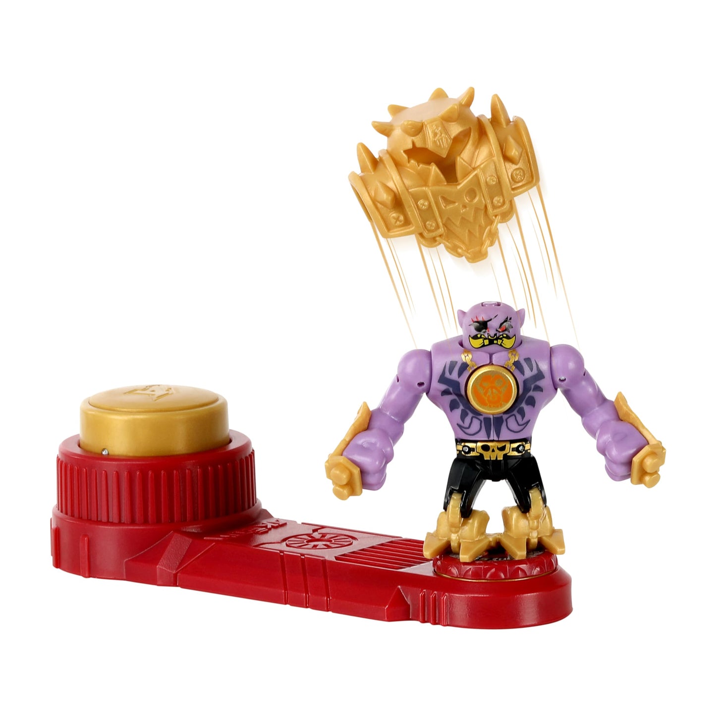 Legends of Akedo Beast Strike Battling Giant Gold Tusk. Mini Battling Warriors. protective covering Explodes Off During Battle. Ready  Fight  Split Strike. Small
