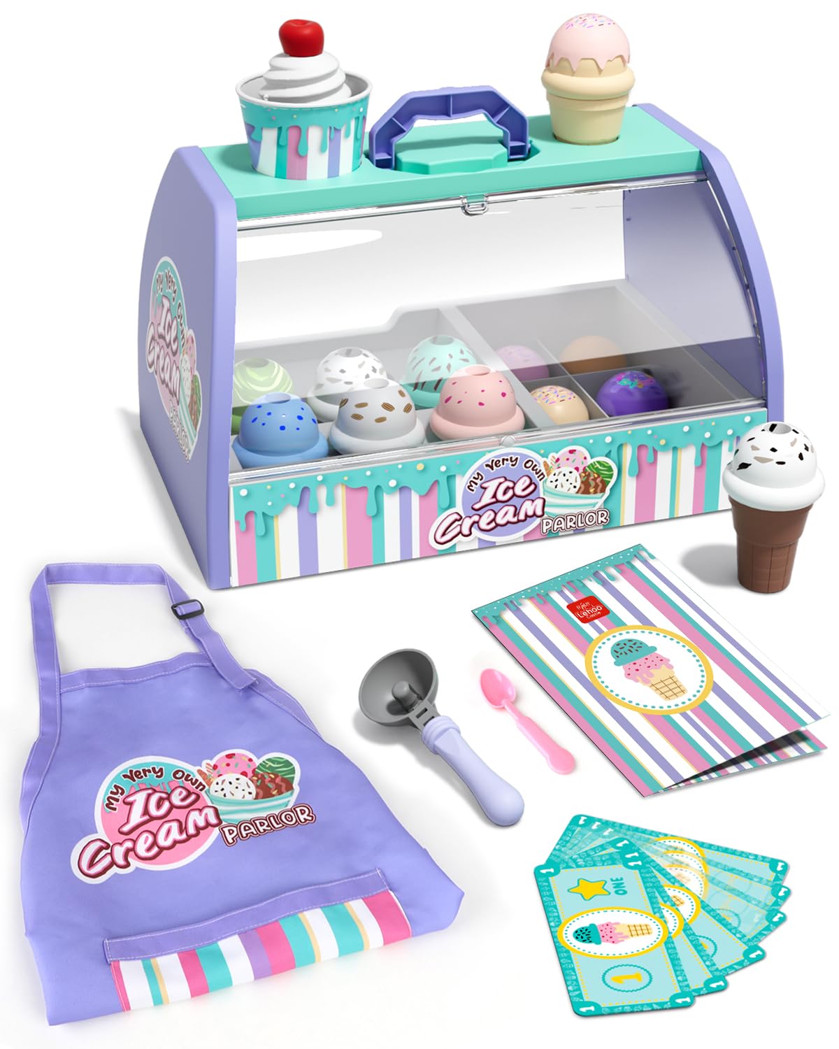 Lehoo Castle Ice Cream Toys for Toddlers 3-5, Toys for 3 4 Year Old Girls, Play Ice Cream Counter Shop Playset for Kids, Gift fo