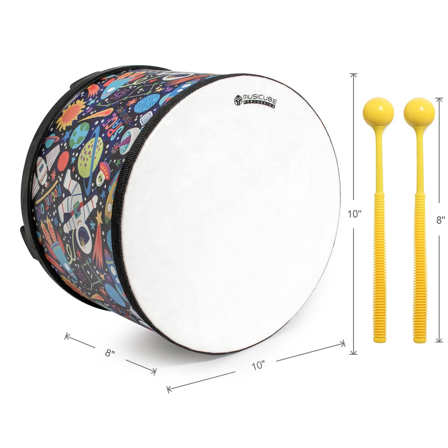 MUSICUBE Kids Drum Set - 10-inch Floor Tom with 2 Drum Sticks - Educational Musical Toys for Baby Toddler Sensory Percussion Ins