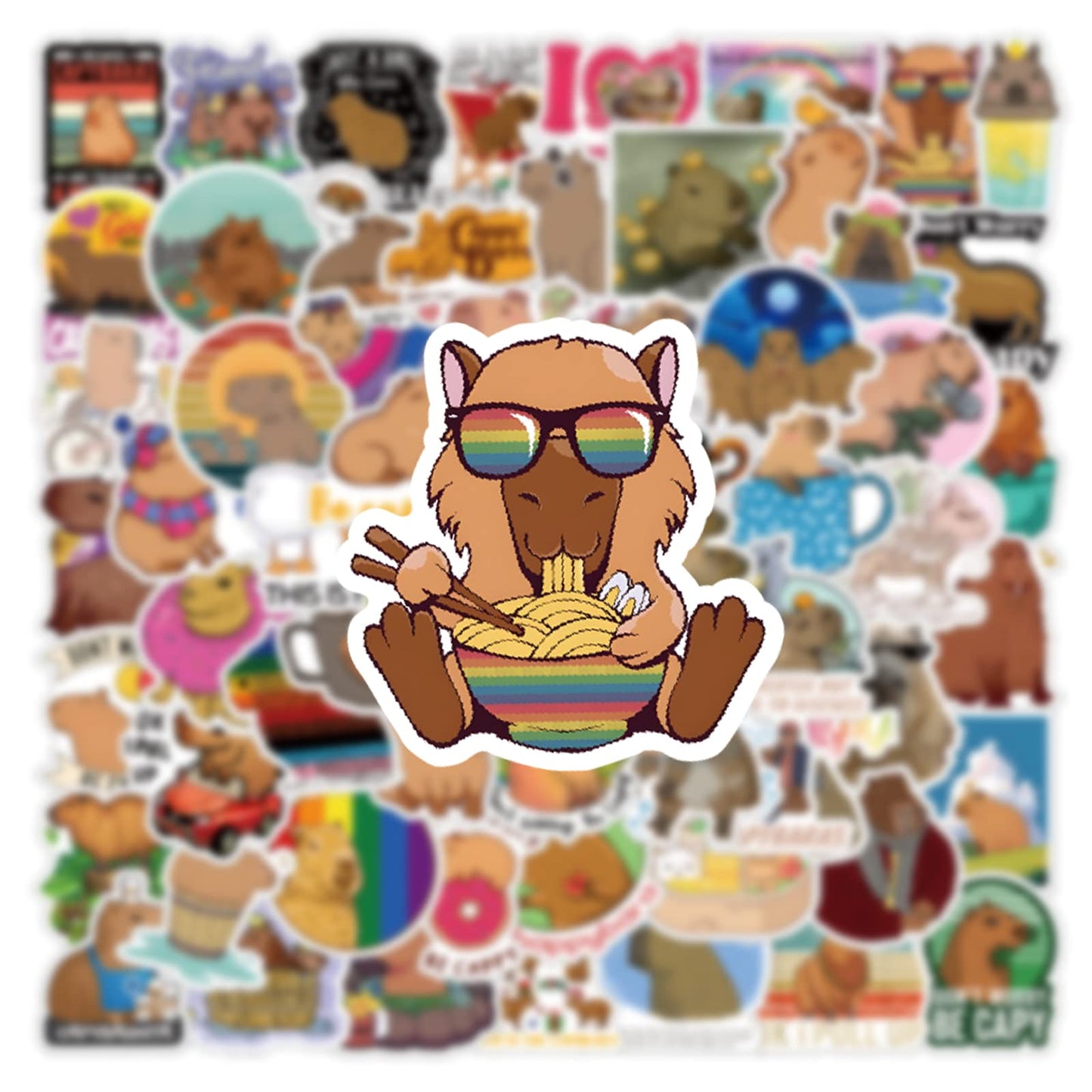 65 Pcs Capybaras Cute Cartoon Animals Pet Decals Vinyl Waterproof Stickers For Water Bottle Laptop Motorcycle Skateboard Phone F