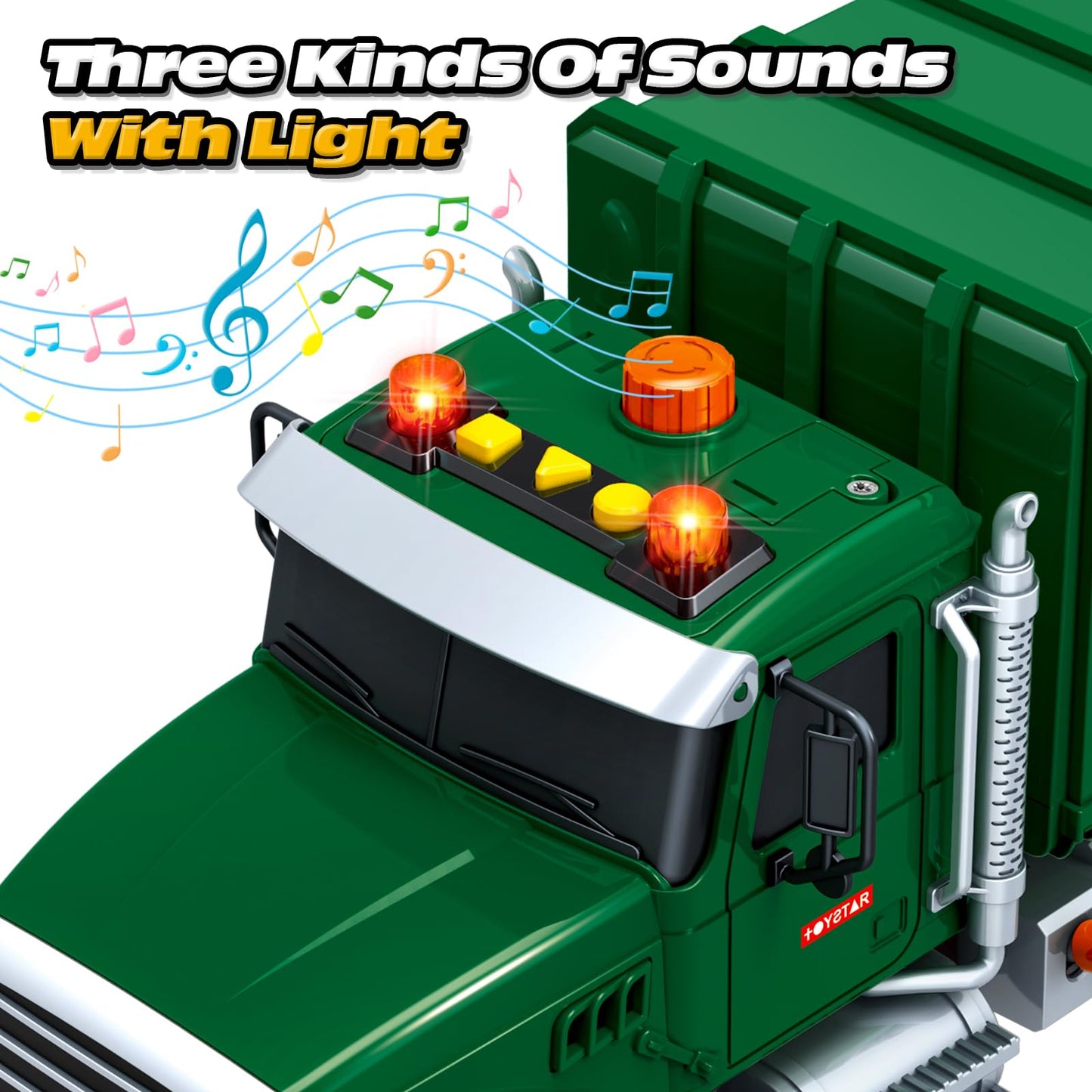 Kids Toys for 3 4 5 6 7 8 Years Old Boys, 15'' Large Garbage Truck Toy, Friction Powered Garbage Recycling Truck with Lights and