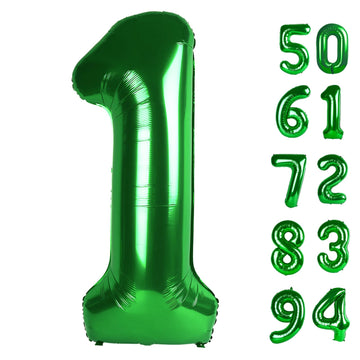 40 Inch Green 1 Balloon For First Birthday, 1St Number Balloons Birthday Decorations For Girl Boy Kids Toddler Baby, One Giant N