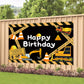 Cute Construction Birthday Party Backdrop Under Construction Happy Birthday Banner Excavator Bulldozer Cement Mixer Photography