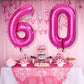 Isndare 40 Inch Number Balloons 60, Hot Pink Helium Foil Number 60 Balloons, Large Number Balloon Age Balloon For Boys Girls Bir