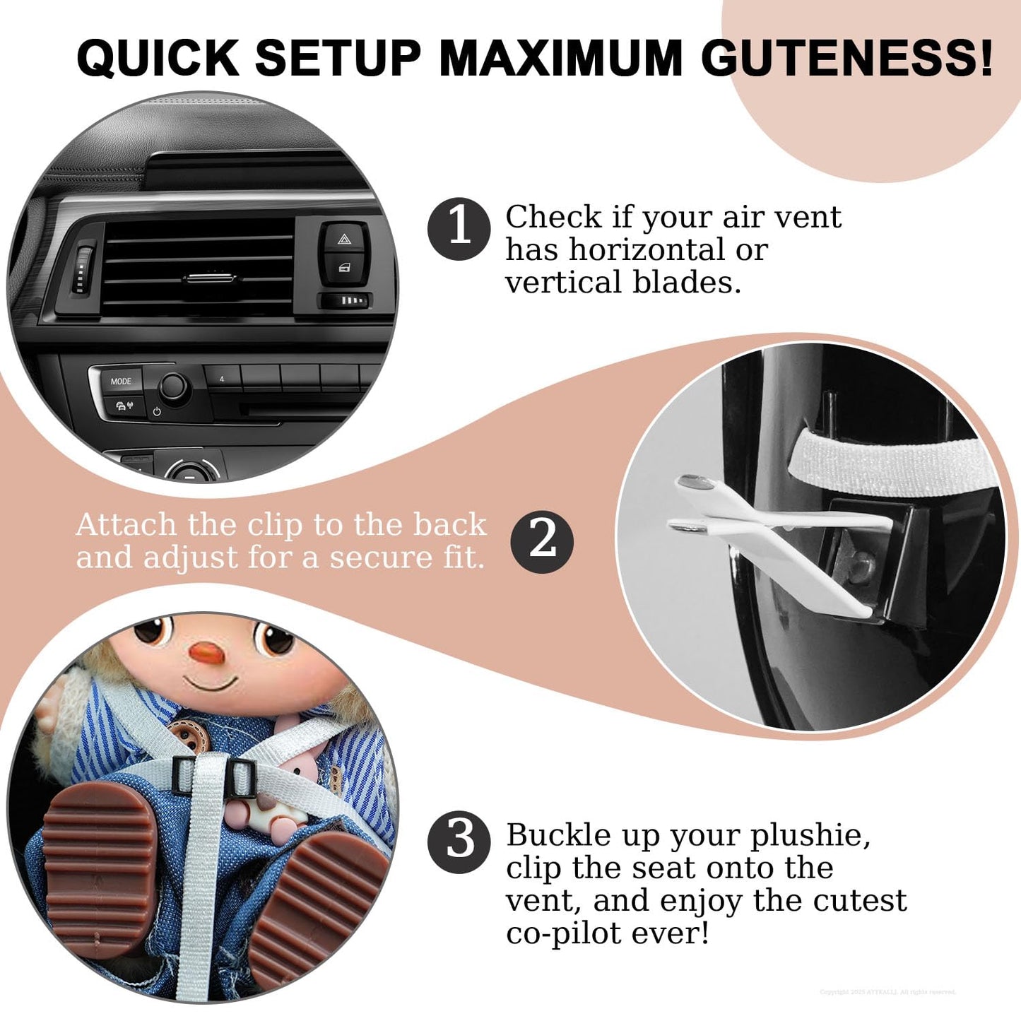 AYYKALLJ Doll car seat Compatible with Labubu, Vent Clip for 10-17cm Blind Box Toys, Secure Doll Seat with Adjustable Safety Str