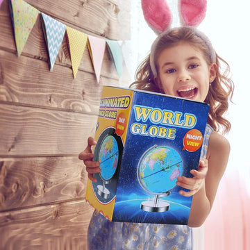 Ar Illuminated World Globe For Kids Rewritable Colorful Easy-Read High Clear Map Globe, Illuminates Educational Interactive Globe Stem Toy, Light Up Globe Lamp, Night Light Led Decor