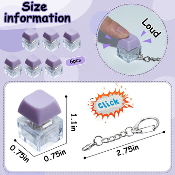 6 Pack Keyboard Fidget Toy  Keyboard Fidget Keychain Keyboard Decompression Button Finger Clicker Toys  Button Stress Relief Fidget Gifts for mature-themed to Relief Stress (Purple)