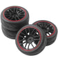 ShareGoo 12mm Hex Wheel Rims & OD 2.59'' Rubber Tires for RC 1/10 On-Road Touring Car