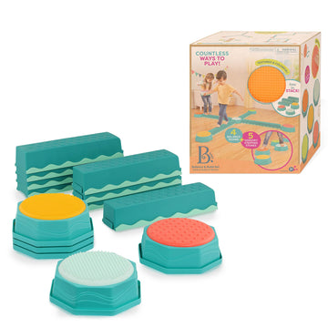 B. Toys – Balance Beam For Kids – Interlocking Balancing Beams – 5 Sensory Pads & 8 Beams – Active Play For Toddlers, Kids – 3 Years + – Balance & Build Set