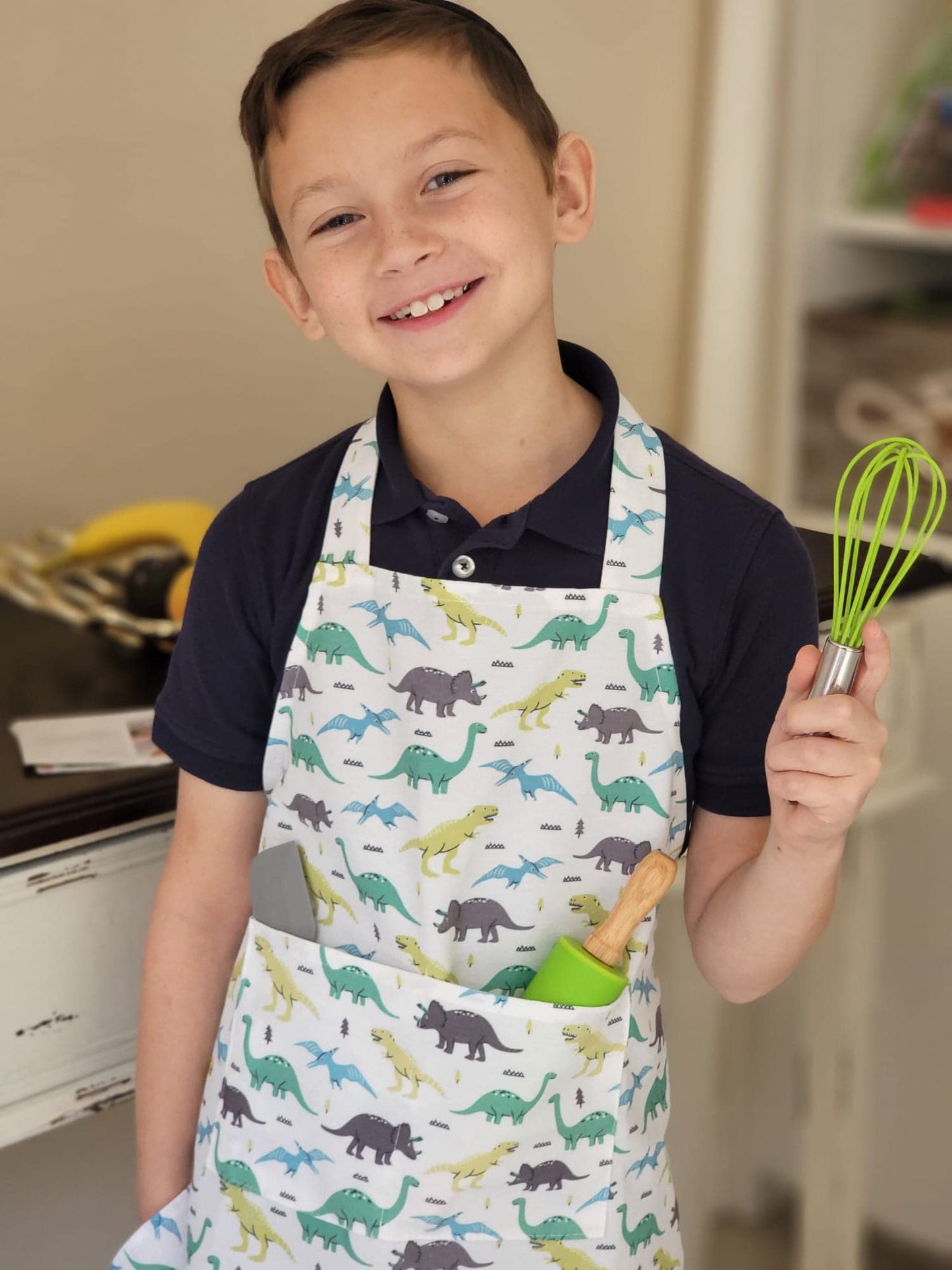 TOVLA JR. Kids Baking Gift Set - Educational Cooking Kit with Apron, Plastic, Youth Size, Dinosaur Color, Model A4645