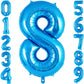 Blue Number 8 Balloon 40 Inch, Big Large Foil Helium Number Balloons, Jumbo Giant Mylar Number 8 Balloons For 8 Year Old Birthda