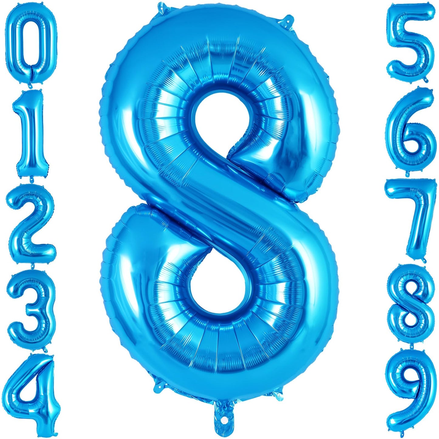 Blue Number 8 Balloon 40 Inch, Big Large Foil Helium Number Balloons, Jumbo Giant Mylar Number 8 Balloons For 8 Year Old Birthda