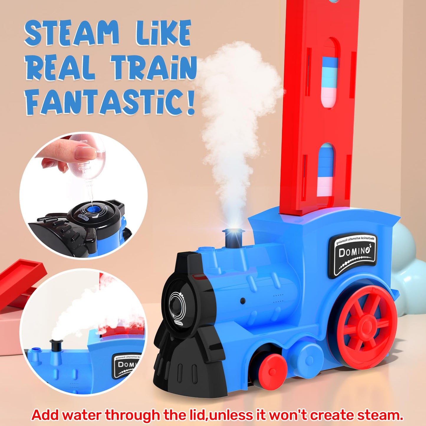 Kids Games Domino Train Toys,200Pcs Automatic Domino Train Toy For Boys 4-6,Toddler Toys Train Domino Stacker With Steam,Light,S
