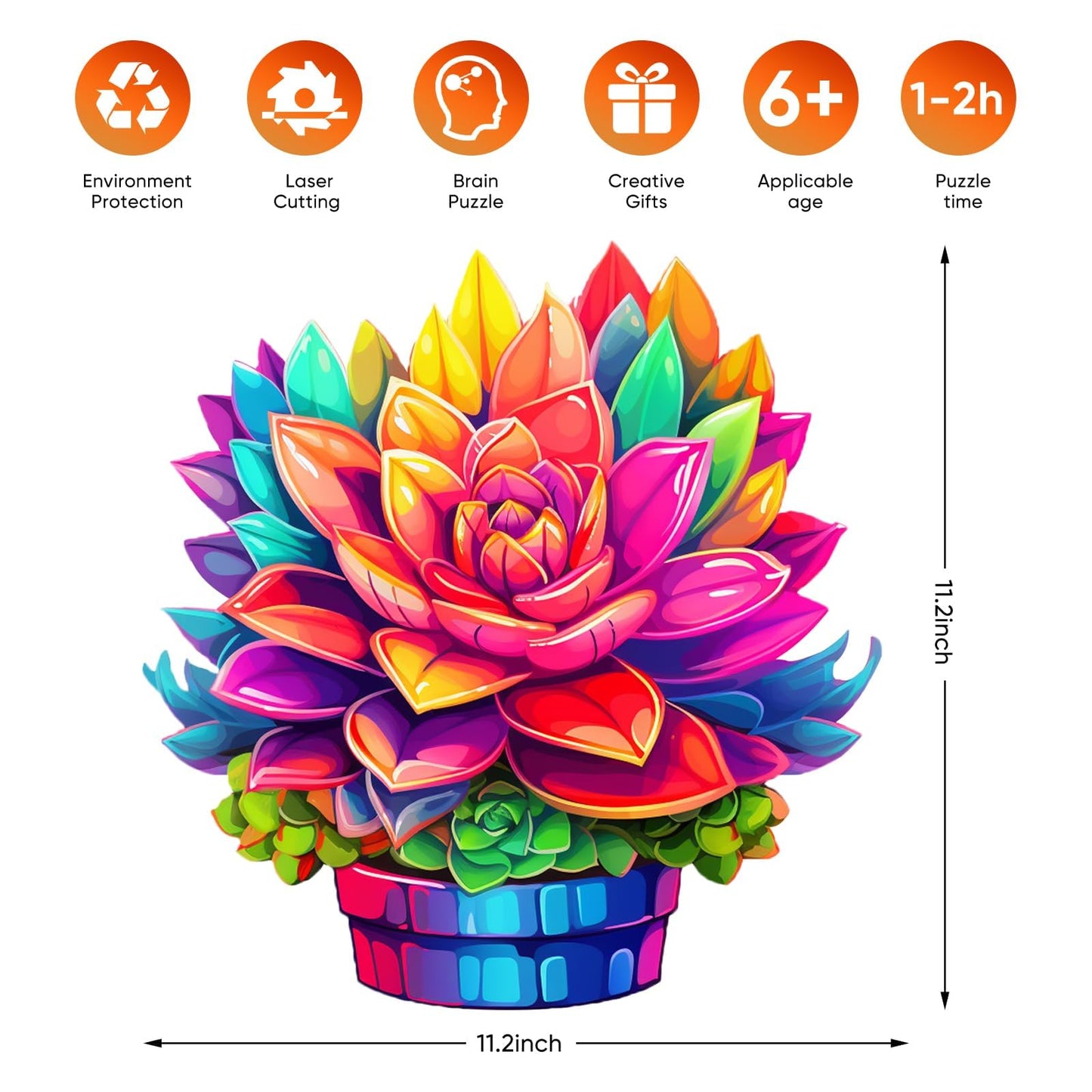 Reouinty Wooden Puzzle Colorful Flower 200Pcs
