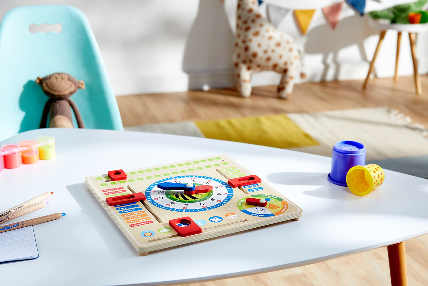 Small Foot Wooden Toys Educational Board Date, Time & Season Wooden Educational Toy Playset Designed For Children 3+, Multi (4768)