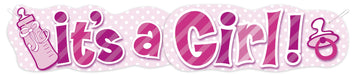 Jointed ITS A GIRL Baby Shower Banner, 4.5 Ft., 1Ct