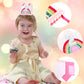 Atoden 2nd Birthday Crown Princess Tiara, Rainbow Hat Headband - Birthday Gift Decorations and Accessories for Two Year Old Girl